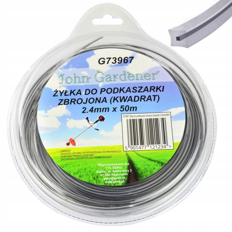 Żyłka Do Kosy Podkaszarki Kwadrat 24x50m ZBROJONA